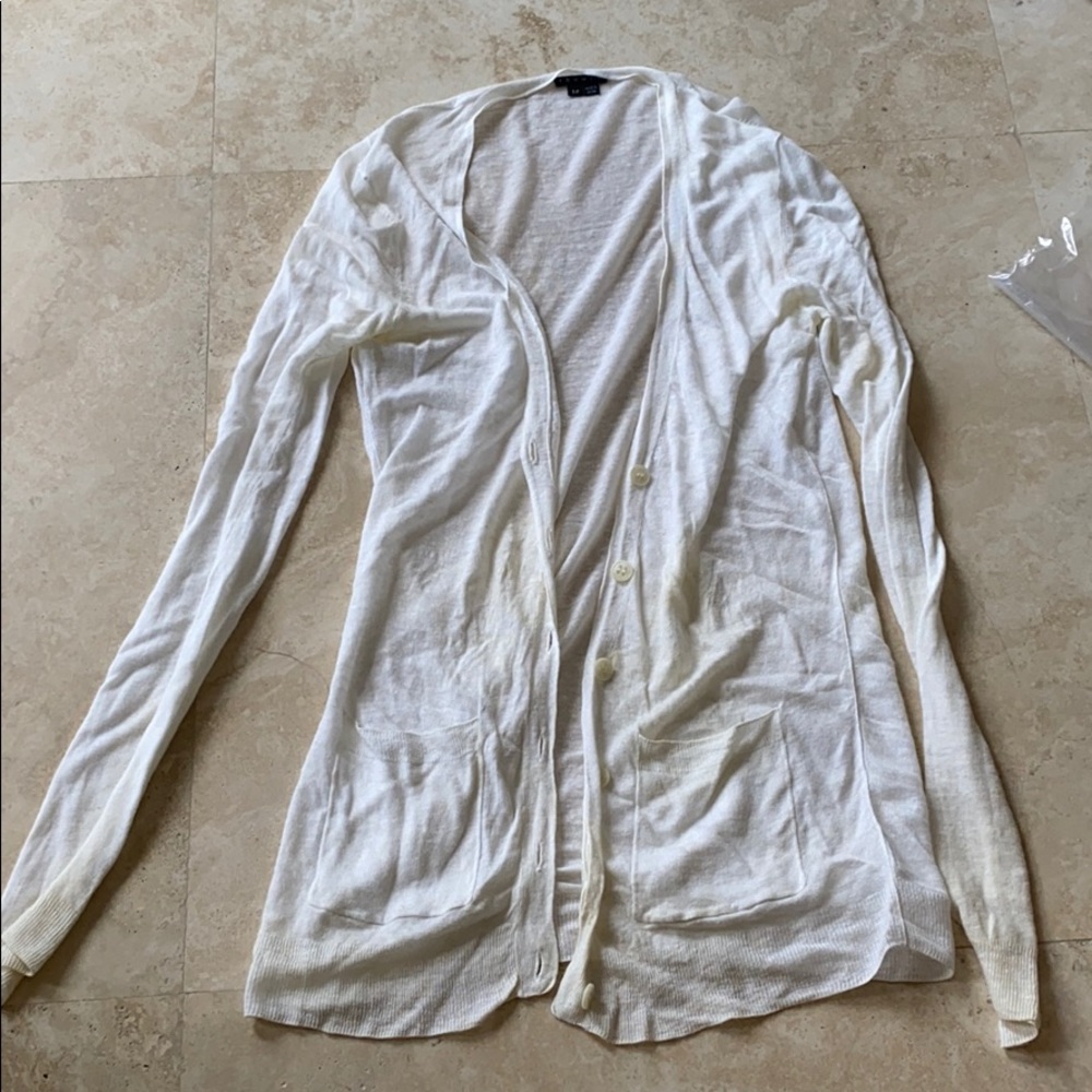Theory long white cardigan